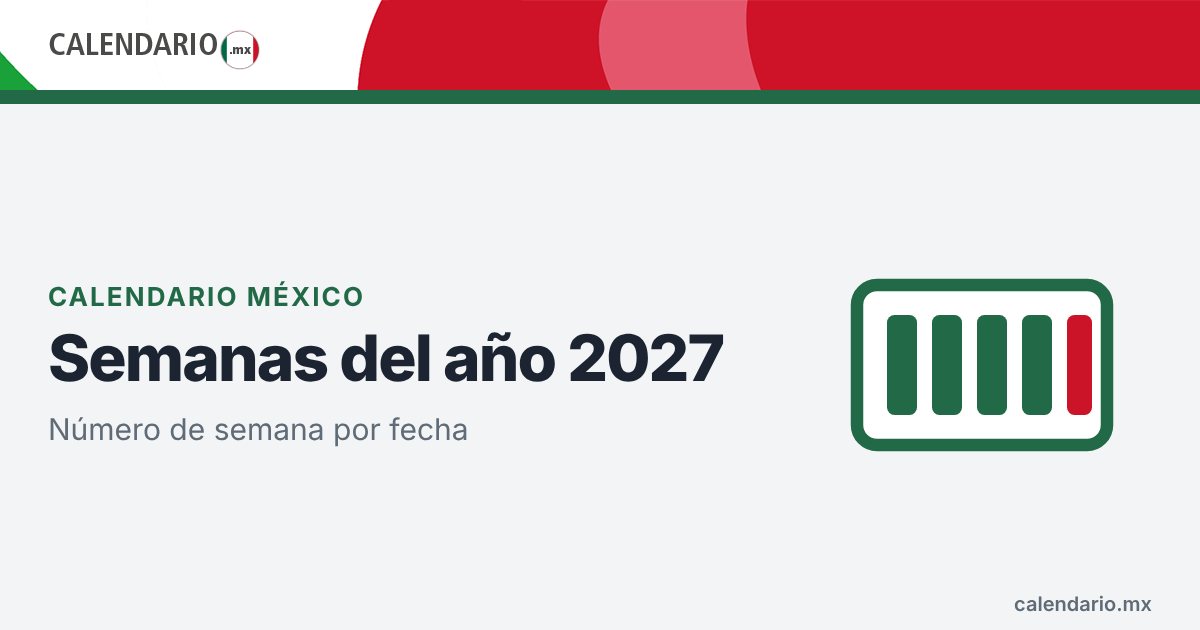 Semanas del año 2027: número de semana por fecha